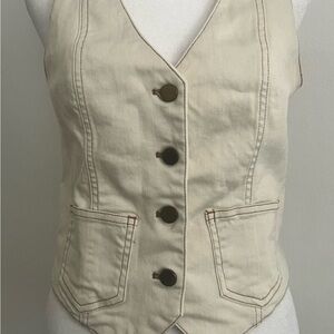 Women's Cream Button Down Vest